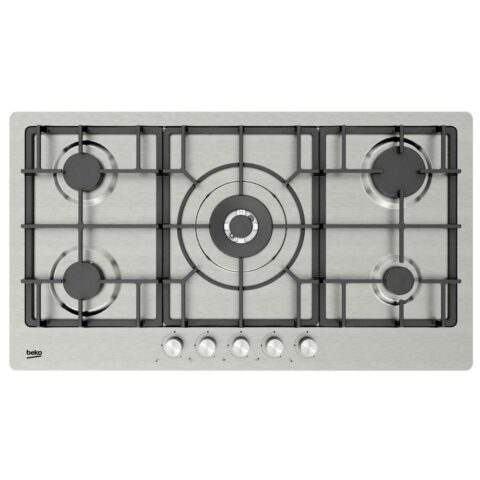 Gas Hob 90 cm 5 Burners - Cast Iron Grates - Automatic Ignition - Full Safety - Stainless Steel - HIMW 95226 SXEL